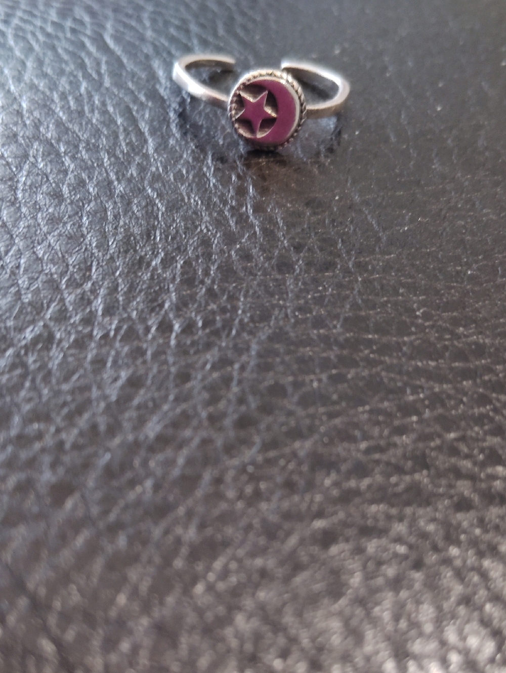 Genuine Silver Midi- Ring with Moon & Star Accent